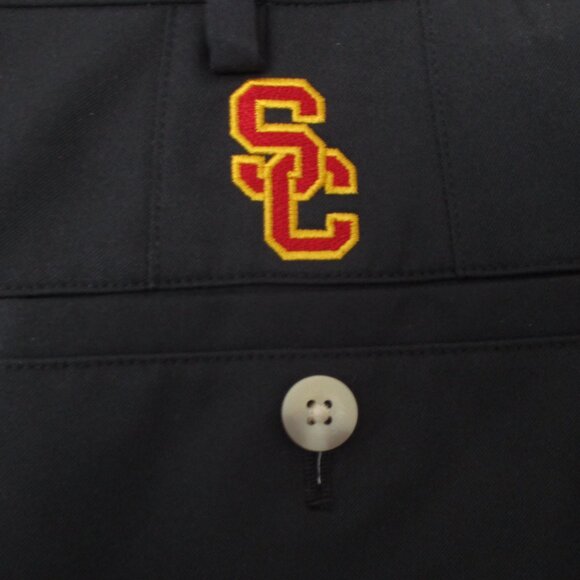 Peter Millar Crown Sport Mens "USC" Black Poly Golf Short Pant NWOT - Size 36W - Picture 2 of 4